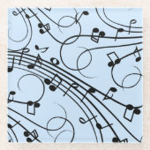 Fancy Muzieknoten blauw Glazen Onderzetter (Voorkant)