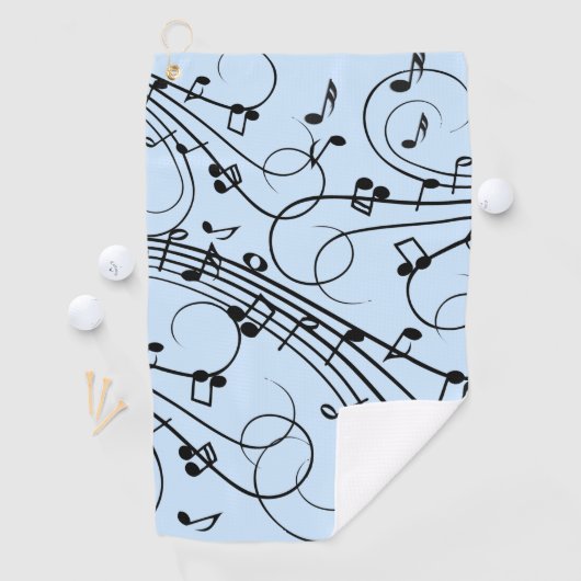 Fancy Muzieknoten blauw Golfhanddoek (Insitu)