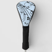 Fancy Muzieknoten blauw Golfheadcover (Voorkant)
