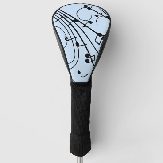 Fancy Muzieknoten blauw Golfheadcover (Voorkant)