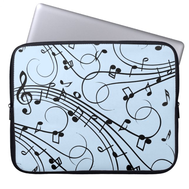 Fancy Muzieknoten blauw Laptop Sleeve (Voorkant)