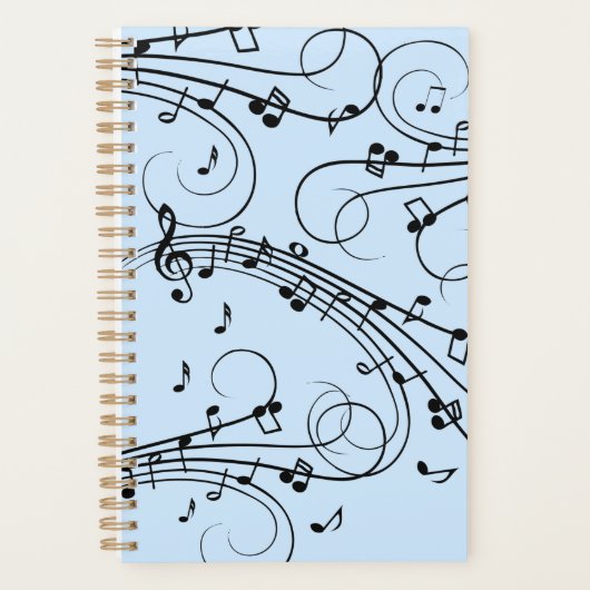 Fancy Muzieknoten blauw Planner (Voorkant)
