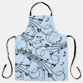 Fancy Muzieknoten blauw Schort (Voorkant)