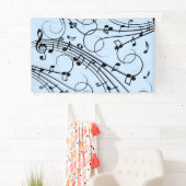 Fancy Muzieknoten blauw Spandoek (Insitu)