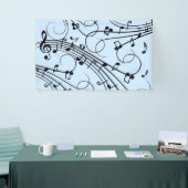 Fancy Muzieknoten blauw Spandoek (Beurs)