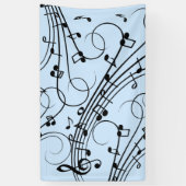 Fancy Muzieknoten blauw Spandoek (Verticaal)