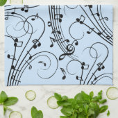 Fancy Muzieknoten blauw Theedoek (Gevouwen)