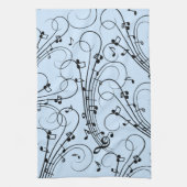 Fancy Muzieknoten blauw Theedoek (Verticaal)