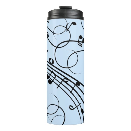 Fancy Muzieknoten blauw Thermosbeker (Voorkant)