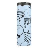 Fancy Muzieknoten blauw Thermosbeker (Achterkant)