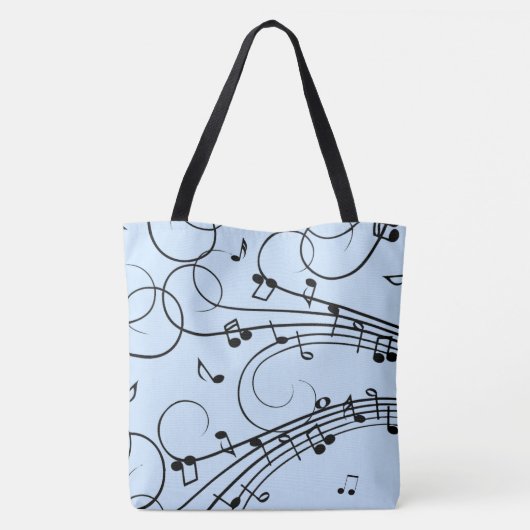 Fancy Muzieknoten blauw Tote Bag (Achterkant)