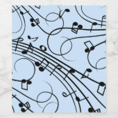 Fancy Muzieknoten blauw Wijn Etiket (Enkel label)