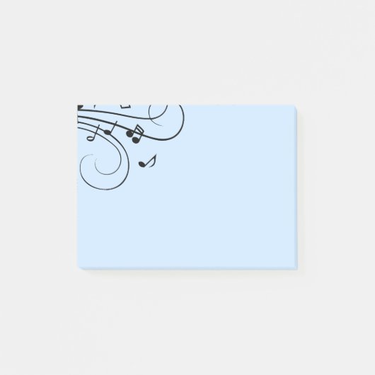 Fancy Muzieknoten Blauwe Post-it Opmerkingen Post-it® Notes (Voorkant)