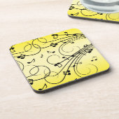 Fancy Muzieknoten Geel Bier Onderzetter (Linkerzijde)