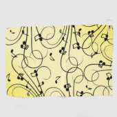 Fancy Muzieknoten Geel Golfhanddoek (Horizontaal)