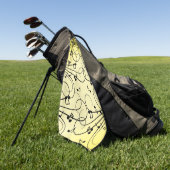 Fancy Muzieknoten Geel Golfhanddoek (Groen)