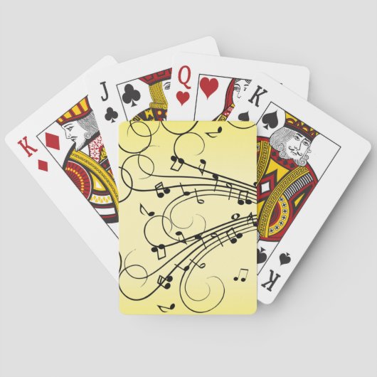 Fancy muzieknoten geel pokerkaarten (Achterkant)
