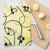 Fancy muzieknoten geel theedoek (Quarter Fold)