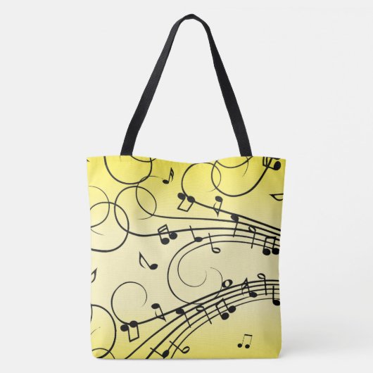 Fancy Muzieknoten Geel Tote Bag (Achterkant)