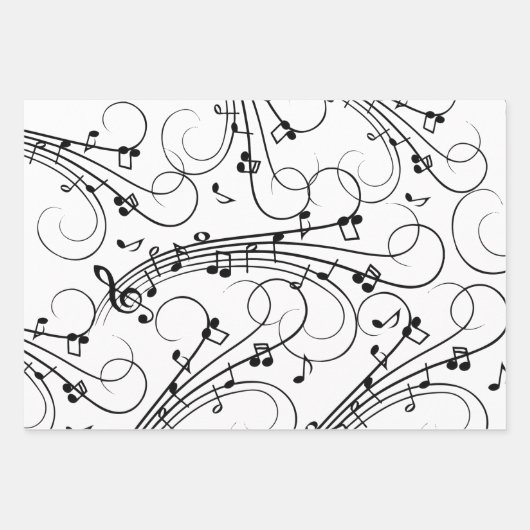 Fancy Muzieknoten Inpakpapier Vel (Voorkant)