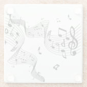 Fancy Muzieknoten op wit Glazen Onderzetter (Achterkant)