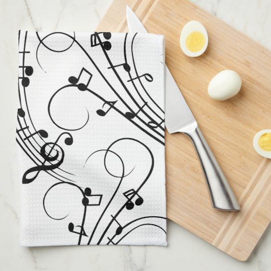 Fancy Muzieknoten Theedoek (Quarter Fold)