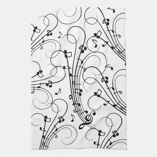 Fancy Muzieknoten Theedoek (Verticaal)