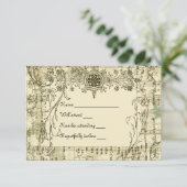 Fancy  muziekrsvp met enveloppen RSVP kaartje (Staand voorkant)