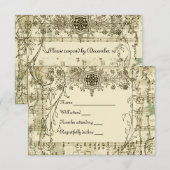 Fancy  muziekrsvp met enveloppen RSVP kaartje (Voorkant / Achterkant)