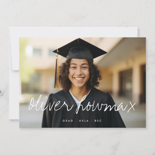 Fancy naam Elegant Afstudeerder Afstuderen twee fo Aankondiging (Voorkant)