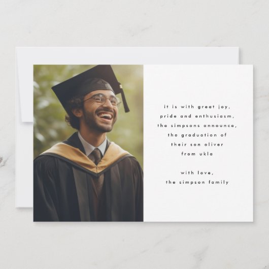 Fancy naam Elegant Afstudeerder Afstuderen twee fo Aankondiging (Achterkant)