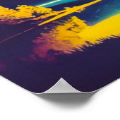 Fancy Nachtlandschap Sterren Spiraalvormige Retro  Poster (Hoek)