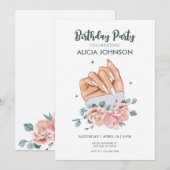 Fancy nail art Verjaardagsuitnodiging Kaart (Voorkant / Achterkant)