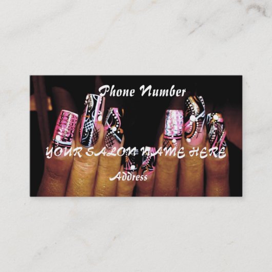 FANCY NAIL BUSINESS CARD TEMPLATE NAIL SALON VISITEKAARTJE (Voorkant)