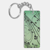 Fancy Noten Groen Muziekontwerp Sleutelhanger (Voorkant Links)