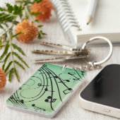 Fancy Noten Groen Muziekontwerp Sleutelhanger (Voorkant Rechts)