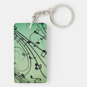 Fancy Noten Groen Muziekontwerp Sleutelhanger