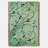 Fancy Notes Groen Muziekontwerp Deken (Voorkant Verticaal)