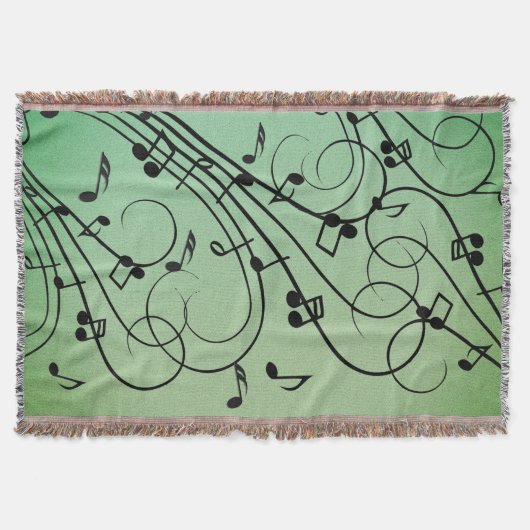 Fancy Notes Groen Muziekontwerp Deken (Voorkant)