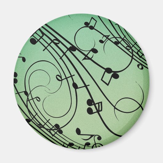 Fancy Notes Groen Muziekontwerp Magneet (Voorkant)