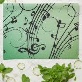 Fancy Notes Groen Muziekontwerp Theedoek (Gevouwen)