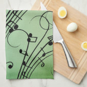 Fancy Notes Groen Muziekontwerp Theedoek (Quarter Fold)