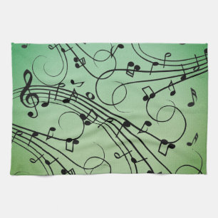 Fancy Notes Groen Muziekontwerp Theedoek