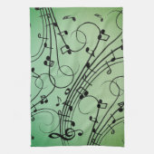 Fancy Notes Groen Muziekontwerp Theedoek (Verticaal)