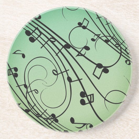 Fancy Notes Groen Muziekontwerp Zandsteen Onderzetter (Voorkant)
