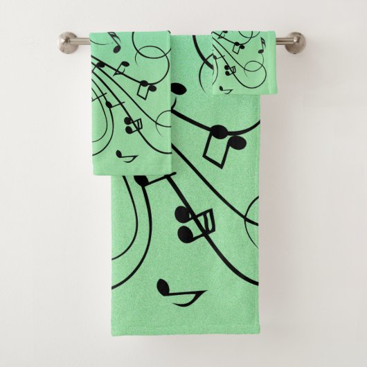 Fancy notities Groen muziekontwerp Bad Handdoek (Insitu)