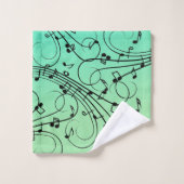 Fancy notities Groen muziekontwerp Bad Handdoek (Wasdoekje)