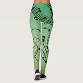 Fancy notities Groen muziekontwerp Leggings (Achterkant)