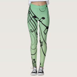Fancy notities Groen muziekontwerp Leggings
