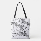 Fancy notities wit muziekontwerp tote bag (Achterkant)